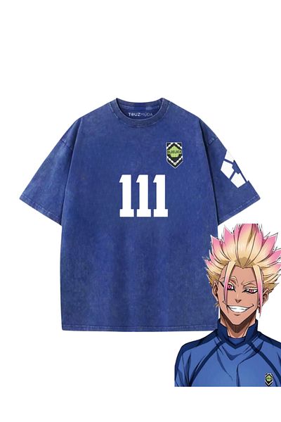 Touz Μπλε κλειδί Μπλε Anime Unisex Oversize Vintage T-shirt