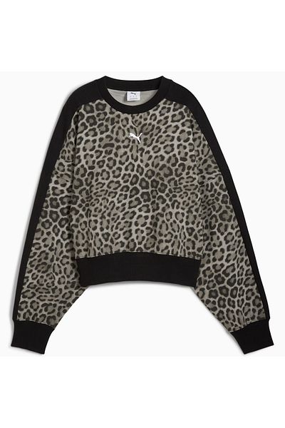 Puma Γυναικείο μαύρο φούτερ T7 Leopard (632136-01)