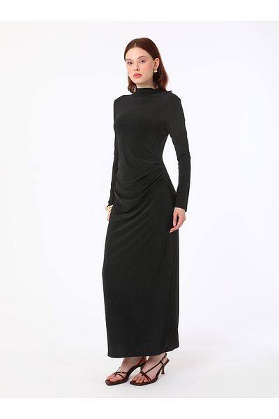 Refka Φόρεμα Hijab με λεπτομέρεια στη μέση - Μαύρο - Refka