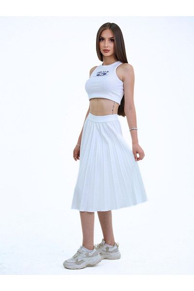 PAWWY Soley Pleated Mini Midi Skirt