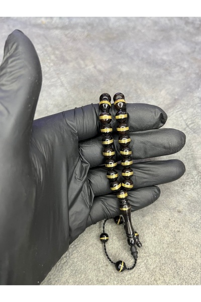 Mos Tespih High-End Kuka Prayer Beads with Brass Spiral Embroidered Natural System