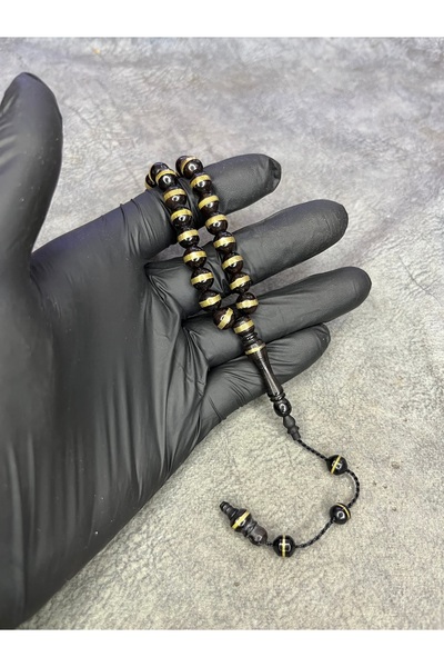 Mos Tespih High-End Kuka Prayer Beads with Brass Spiral Embroidered Natural System