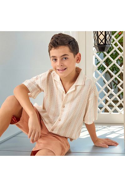 Juniors Embroidered Shirt with Short Sleeves