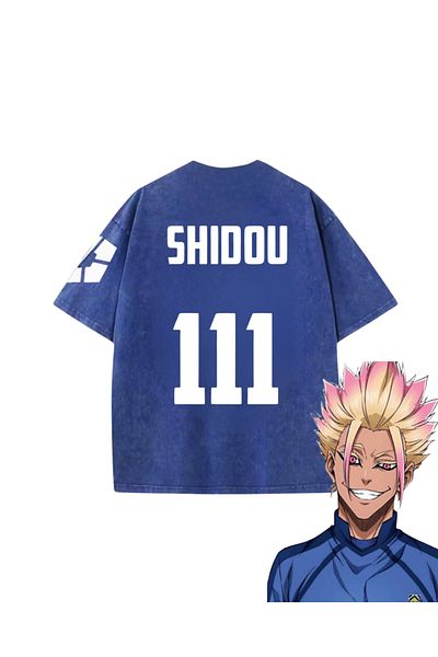 Touz Μπλε κλειδί Μπλε Anime Unisex Oversize Vintage T-shirt