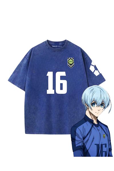 Touz Μπλε κλειδί Μπλε Anime Unisex Oversize Vintage T-shirt