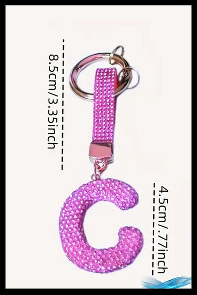 MAZEN Pink Vip Letter H Keychain |   Stone Charm |   Bag Compatible Sparkling Accessory