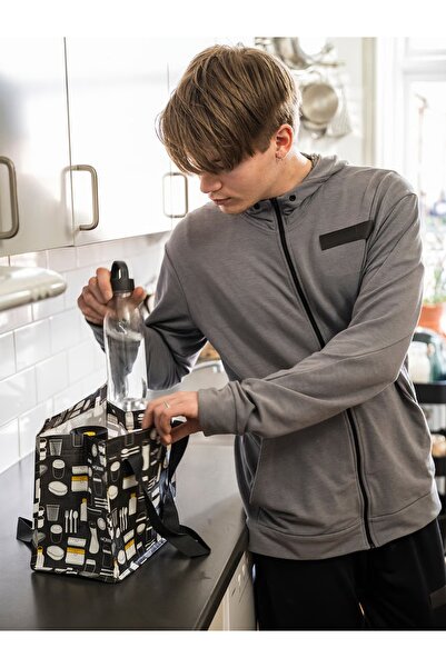 IKEA Lunch bag, patterned grey, 25x16x27 cm