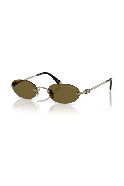 Miu Miu A54S 26C09Z 51 Women's Oval Matte Gold Metal Sunglasses
