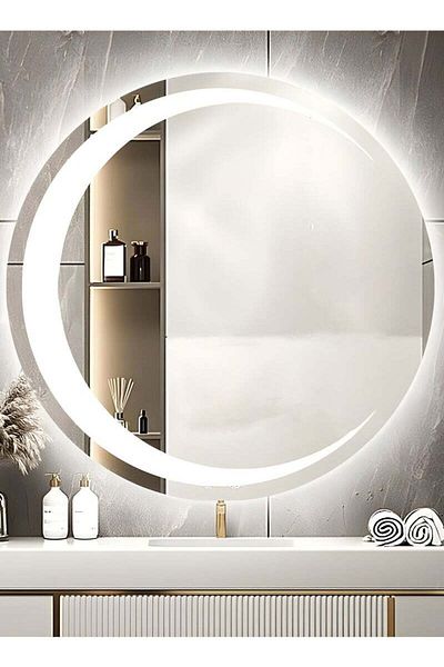 Taimi 90CM Framless Bathroom Mirror with 3-Levels Front LED Hilal Shape LED , Wall Mirror, Makup Mirror