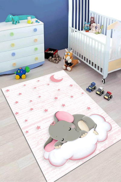 VELLORA HOME Kaymaz Tabanlı Yıkanabilir Dijital Baskılı Yolluk Çocuk Halısı C...