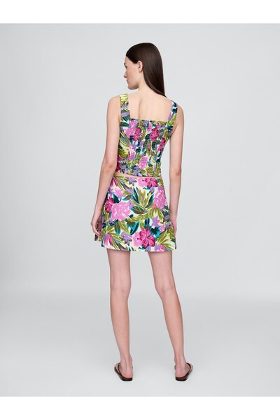 GAP Kadın Çiçek Desenli Keten Karışımlı Mini Şort Etek