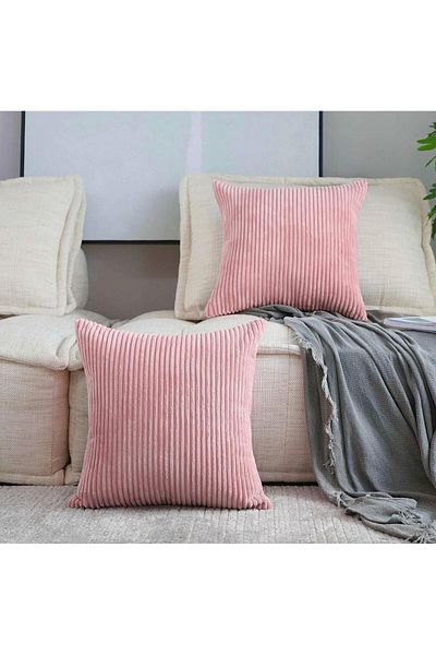 DECORA CASA HOME COLLECTİON قطعتان من غطاء وسادة ناعمة مزخرفة من الأمام من القطيفة من الجانب الخلفي