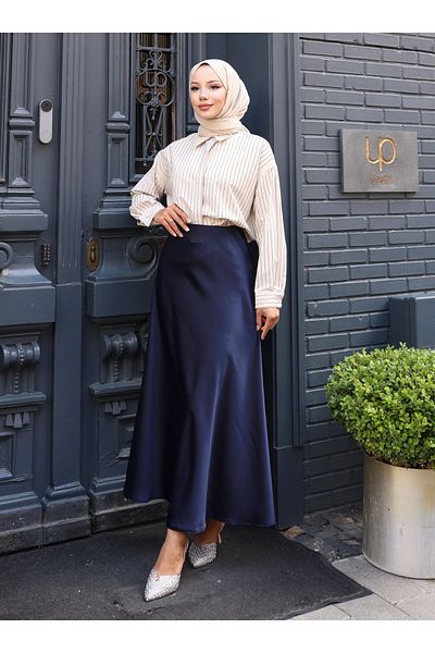 VAV Satin Skirt - Navy Blue - Vav