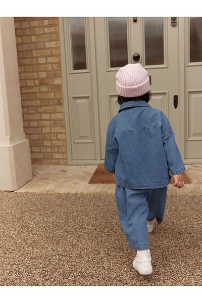 Next Baby Cotton Denim Jacket Pants Thsirt 3-Piece Set Bottom Top Suit