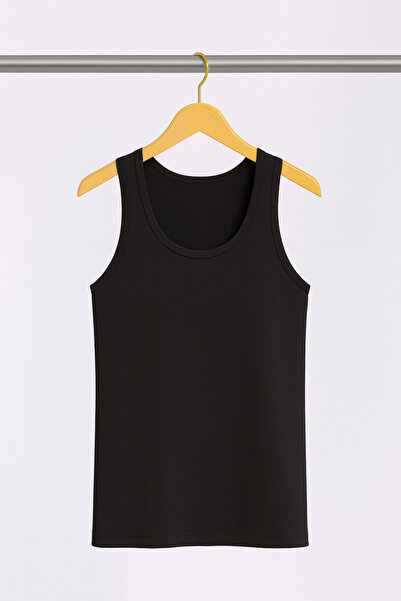 QKK Men's 50% Cotton-50% Modal Classic Black 6-Piece Undershirt Q2Ik1L1Kk2E.6Li