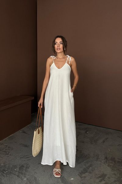 Kokosh moda ΦΟΡΕΜΑ ΜΟΥΣΛΙΝΑ ΜΑΚΡΙΑ ΚΡΕΜΑΣΜΕΝΗ - Λευκό