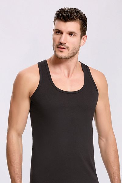 QKK Men's 50% Cotton-50% Modal Classic Black 6-Piece Undershirt Q2Ik1L1Kk2E.6Li
