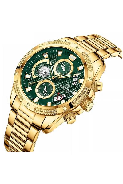 Naviforce Luxury Chronograph Wrist Watch for Men with Stainless Steel Strap Water Resistant Multi-Function