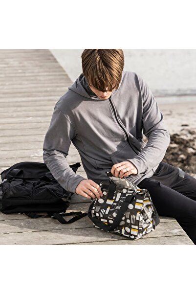 IKEA Lunch bag, patterned grey, 25x16x27 cm