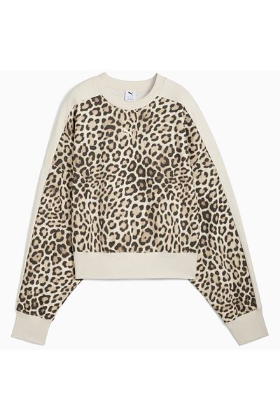 Puma Γυναικεία κρεμ φούτερ T7 Leopard (632136-91)