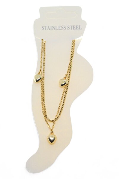 X-Lady Accessories Altın Renk Asansör Sf 3 Kalp Çelik Halhal - 3484