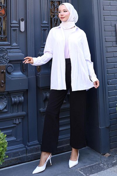hafsamina Pins Velcro Palazzo Trousers Black Hm2783