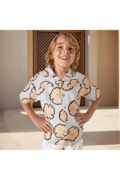 ELIGO قميص منقوش بجيب كروشيه وأزرار للإغلاق