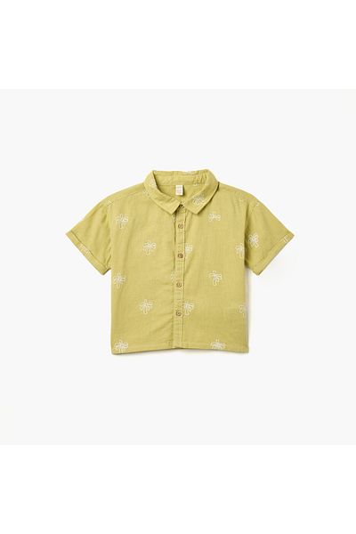 giggles Juniors Embroidered Shirt with Short Sleeves