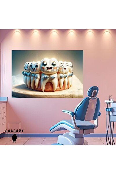 GAAGART Tekli Yatay Kanvas Çocuk Diş Poliklinik Tablosu Diş Telleri