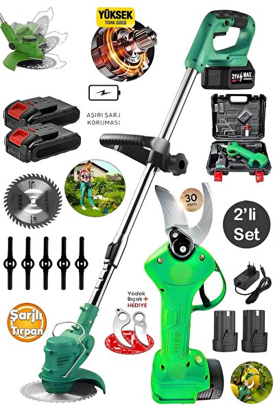 DYNAMİC MAX Şarjlı Dal Budama Bağ Makası Yedek Bıçaklı Ve Şarjlı Uzatma Kollu...