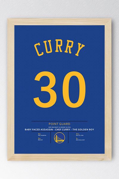 Saturn Stephen Curry Jersey Framed Painting - Nba Golden State Warriors Jersey