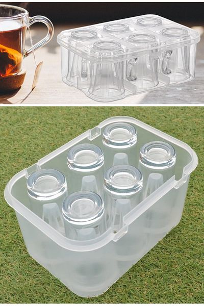 ÇARŞI HANEM Picnic Water Cup Handled Cup Cup Carrying Apparatus Box 6 Cup Capacity Protective Apparatus
