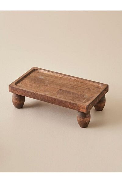 ERKUGO Rectangular Hollow Stand with Bamboo Ball Feet, Bamboo Presentation Stand (15X35Cm)