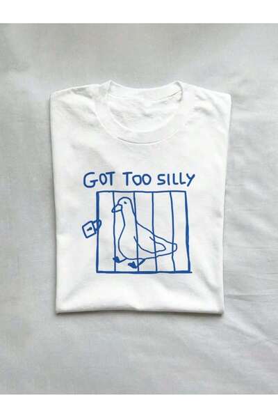 SVART WEAR Μπλουζάκι με το χαριτωμένο όνομα «Got too silly» oversized λευκό