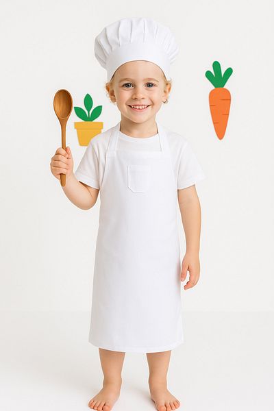 dalip Set Sort si Boneta pentru Copii, 4-10 ani, Ajustabile, Material Textil, Alb