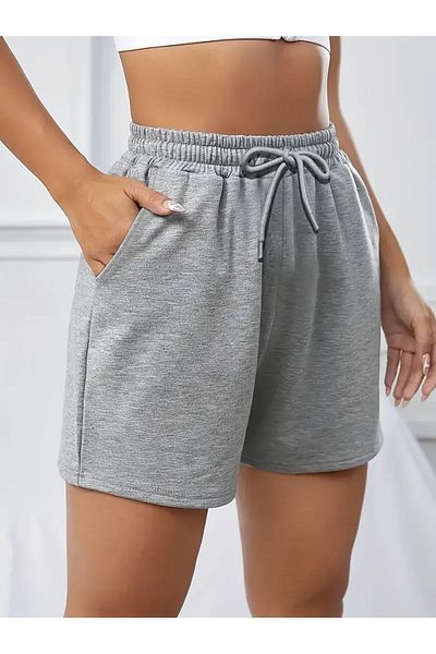 CANDERO Pantaloni scurți gri pentru femei Pantaloni de sport oversize Plus Size Îmbrăcăminte sportivă Îmbrăcăminte casual Calitate Aspect elegant YUS