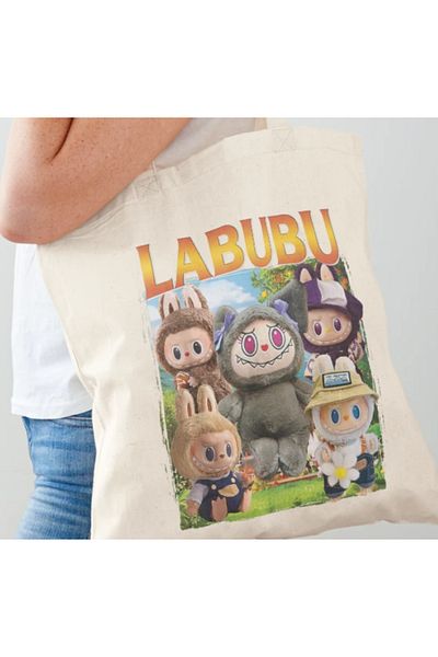 POPULUS Labubu Vintage υφασμάτινη τσάντα