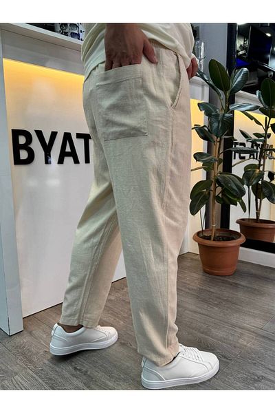 BYATA MENS STYLE Men's Boyfriend Linen Trousers