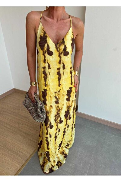 dshee woman Sırtı çapraz Detaylı Batik Elbise