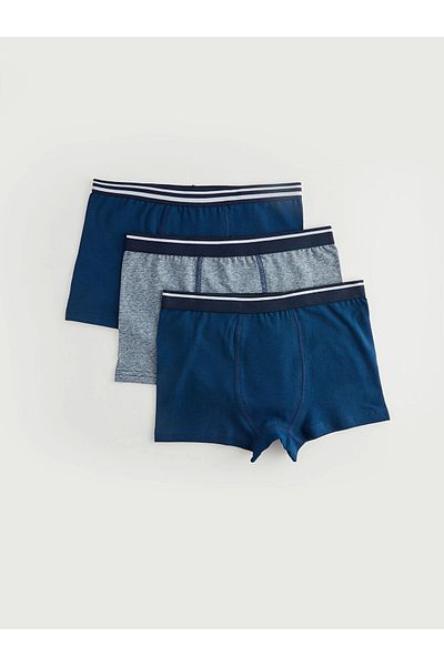 LC Waikiki Lcw Kids Navy Blue Basic Cotton Boy Boxer 3 Pcs