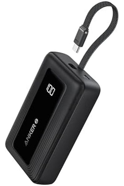 Anker Zolo Power Bank, 20,000mAh, 30W, Built-In USB-C Cable