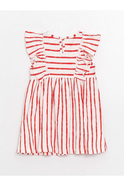 LC Waikiki Lcw Baby Red Crew Neck Striped Baby Girl Dress