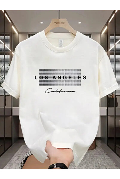 CLASİVA تي شيرت لوس أنجلوس كاليفورنيا كبير الحجم برقبة دائرية للجنسين
