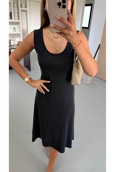 Sezgi Tekin Black Pool Collar Bell Modal Dress