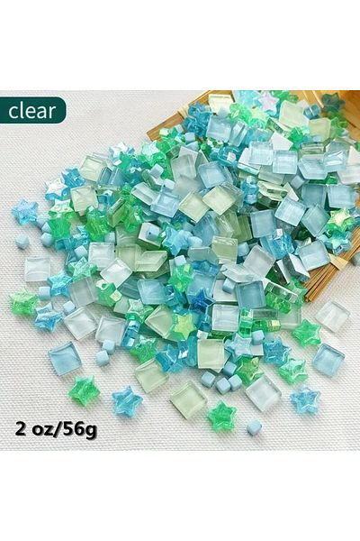 Choice C 2oz Glass Mosaic Tile Set – Mixed Shapes & Vivid Colors, Sparkling Crystal Series – Ideal for DIY.