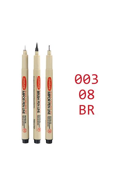 Choice 003.08.BR Art Manga Outlining Pen Pigment Liner Micron Pen Marker set Hook Line Needle Pen for Sketc