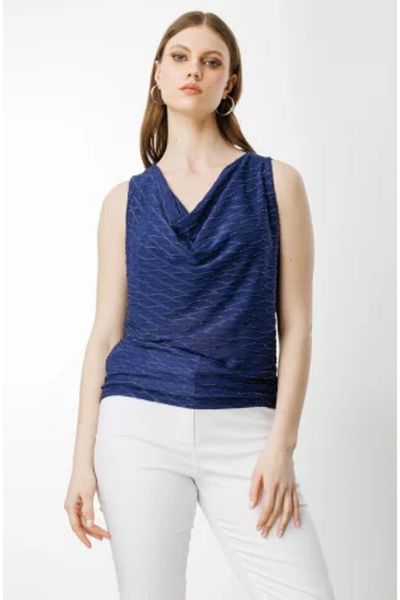 ON Fashion Bluz Degaje Collar Sleeveless Silvery Fabric