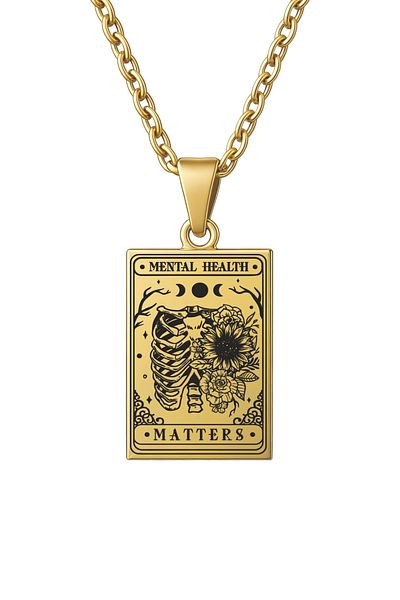 ArtinArt Mental Health Matters Tarot Card |   316L Steel Necklace