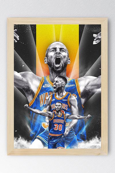 Saturn Stephen Curry Framed Painting - Basketball Nba Poster Painting