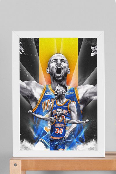 Saturn Stephen Curry Framed Painting - Basketball Nba Poster Painting